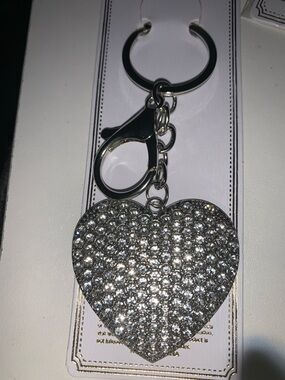 Silver crystal Heart purse/bag charm Keychain